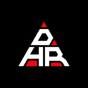 DHR triangle letter logo design with triangle shape. DHR triangle logo design monogram. DHR triangle vector logo template with red color. DHR triangular logo Simple, Elegant, and Luxurious Logo. DHR 