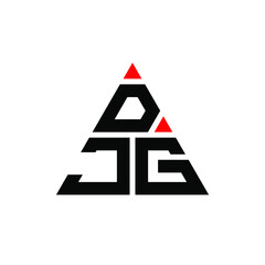 DJG triangle letter logo design with triangle shape. DJG triangle logo design monogram. DJG triangle vector logo template with red color. DJG triangular logo Simple, Elegant, and Luxurious Logo. DJG 