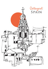 Naklejka premium Hand drawn sketch of Ontinyent, Spain