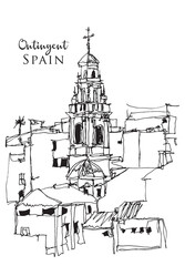 Hand drawn sketch of Ontinyent, Spain
