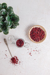 Dried ground red Sumac powder.