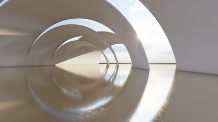 Fototapeta premium Abstract architecture background arched interior 3d render