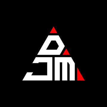 DJM triangle letter logo design with triangle shape. DJM triangle logo design monogram. DJM triangle vector logo template with red color. DJM triangular logo Simple, Elegant, and Luxurious Logo. DJM 