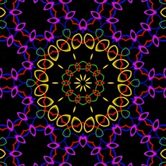 Mandala pattern design with black background.
