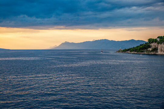 Makarska Riviera Bay At Cloudy Dusk
