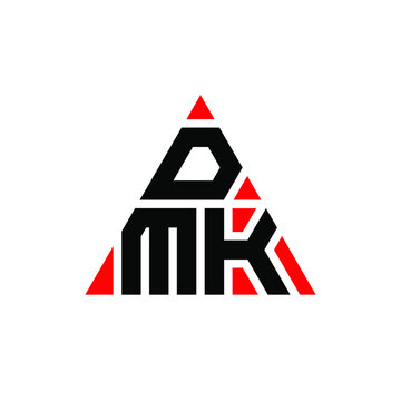 DMK triangle letter logo design with triangle shape. DMK triangle logo design monogram. DMK triangle vector logo template with red color. DMK triangular logo Simple, Elegant, and Luxurious Logo. DMK 