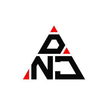 DNJ triangle letter logo design with triangle shape. DNJ triangle logo design monogram. DNJ triangle vector logo template with red color. DNJ triangular logo Simple, Elegant, and Luxurious Logo. DNJ 