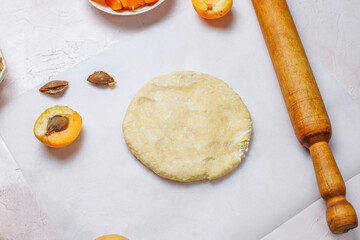 Delicious homemade galette with ripe apricots.