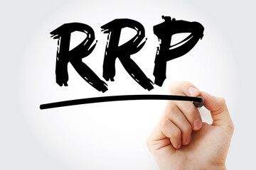 RRP - Recommended Retail Price acronym with marker, business concept background