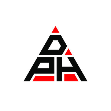 DPH triangle letter logo design with triangle shape. DPH triangle logo design monogram. DPH triangle vector logo template with red color. DPH triangular logo Simple, Elegant, and Luxurious Logo. DPH 