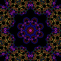 Mandala pattern design with black background.