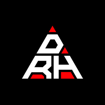 DRH triangle letter logo design with triangle shape. DRH triangle logo design monogram. DRH triangle vector logo template with red color. DRH triangular logo Simple, Elegant, and Luxurious Logo. DRH  
