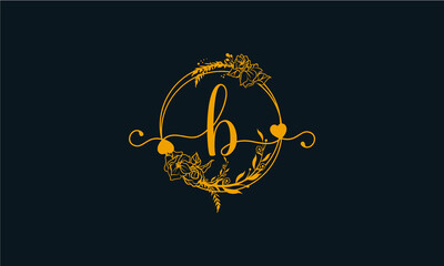 Letter B Minimalist Floral logo design template
