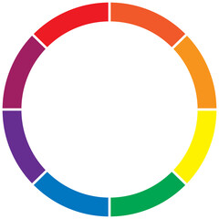 an 8 color color wheel on white background