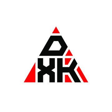 DXK triangle letter logo design with triangle shape. DXK triangle logo design monogram. DXK triangle vector logo template with red color. DXK triangular logo Simple, Elegant, and Luxurious Logo. DXK 