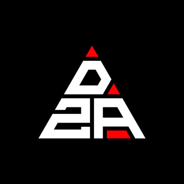 DZA triangle letter logo design with triangle shape. DZA triangle logo design monogram. DZA triangle vector logo template with red color. DZA triangular logo Simple, Elegant, and Luxurious Logo. DZA 