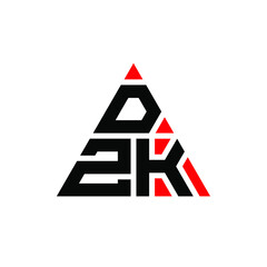 DZK triangle letter logo design with triangle shape. DZK triangle logo design monogram. DZK triangle vector logo template with red color. DZK triangular logo Simple, Elegant, and Luxurious Logo. DZK 