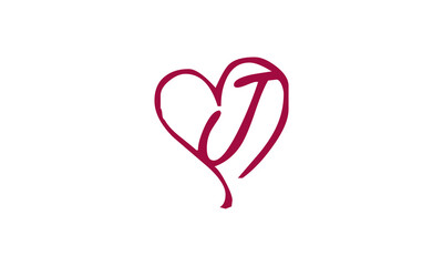 Letter J Minimalist Floral logo design template
