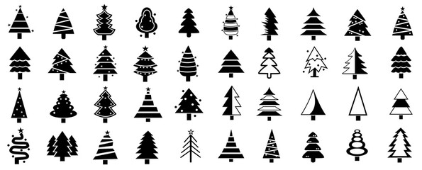 Christmas tree icons. set of christmas tree in transparent background. eps 
editable file