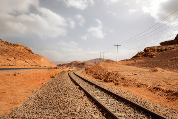 Empty train Railway in Desert 
