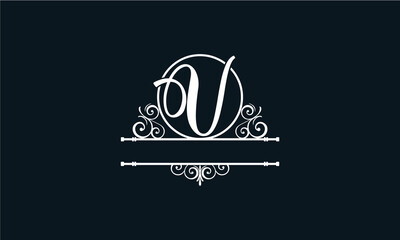Letter U Minimalist Floral logo design template