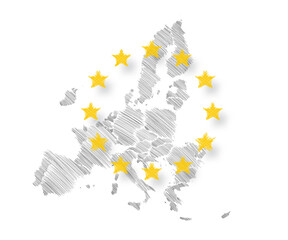 Szkic mapy państw członkowskich Unii Europejskiej - obrazy, fototapety, plakaty