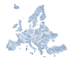 Szkic odręczny mapy Europy na białym tle - obrazy, fototapety, plakaty