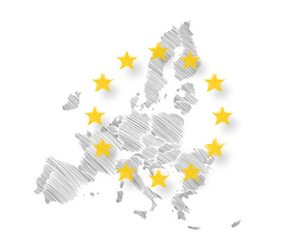 Szkic mapy państw członkowskich Unii Europejskiej © katarzyna