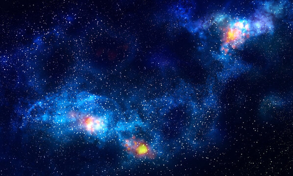 Horizontal space with nebula background © Pluetsapha