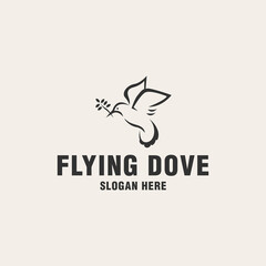 Flying dove logo template on monogram style