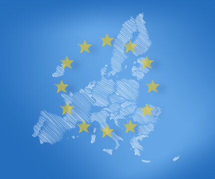 Unia Europejska - szkic mapy przedstawiające członk&oacute;w państw Unii Europejskiej