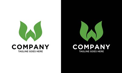 W Letter LOGO with leaf negative space logo simple and MODERN logo