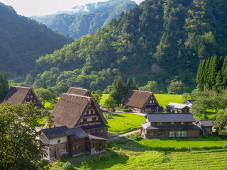 Fototapeta na wymiar A village of Gokayama in the mountains, Japan