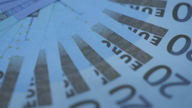 A close up view of 20 euro bills.