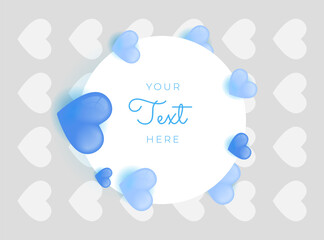 Happy birthday template in shape of heart flying on calm blue background. Vector symbols of love for Happy Women's, Mother's, Valentine's Day, birthday greeting card design. Social media post template