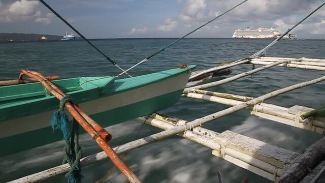 View of an outrigger of a bangka boat