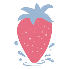 Strawberries with water drops. Vector illustration in cartoon style isolated on a white background.