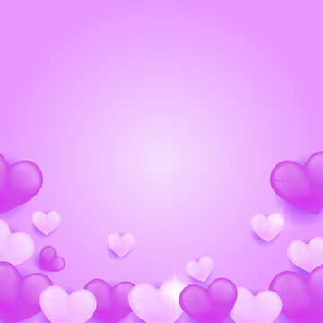 Valentine pink purple background with hearts falling for happy birthday card and universal greeting card. Valentines Day Background