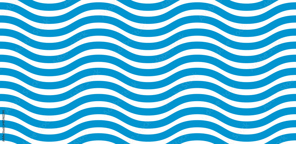 Wall mural wave pattern seamless abstract background. stripes wave pattern white and blue colors for summer vec