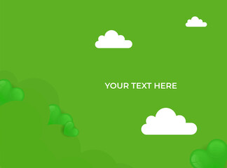 Valentine love day background for presentation design. Frame with heart decoration in white background. Universal green love 3d realistic social media template design