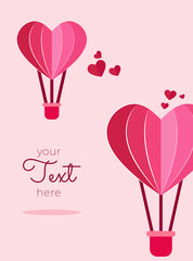 Heart shapes paper cut background design. Valentine's day greeting cards set. Vector thin one line design with hearts simple flat style. Hand written lettering decorative brush strokes, love symbols