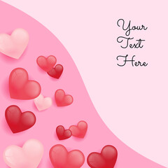 Happy valentine day. with creative pink love balloon concept on sky and cloud background for copy space. minimal concept. Vector Illustration