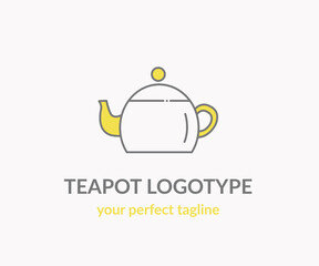 Logo. Teapot. Vector icon with yellow.