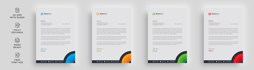 letterhead flyer corporate business creative official abstract circle curve shape minimal simple A4 size advertising newsletter poster brochure template design with a logo