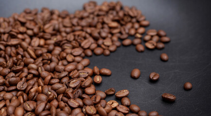 coffee beans on a black background