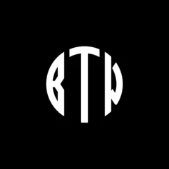 Fotobehang BTW letter logo design. BTW letter in circle shape. BTW Creative three letter logo. Logo with three letters. BTW circle logo. BTW letter vector design logo  © SabrinShaka