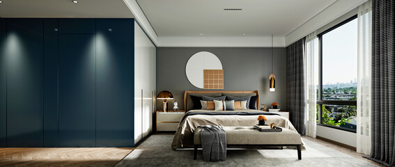 3d render of luxury hotel room