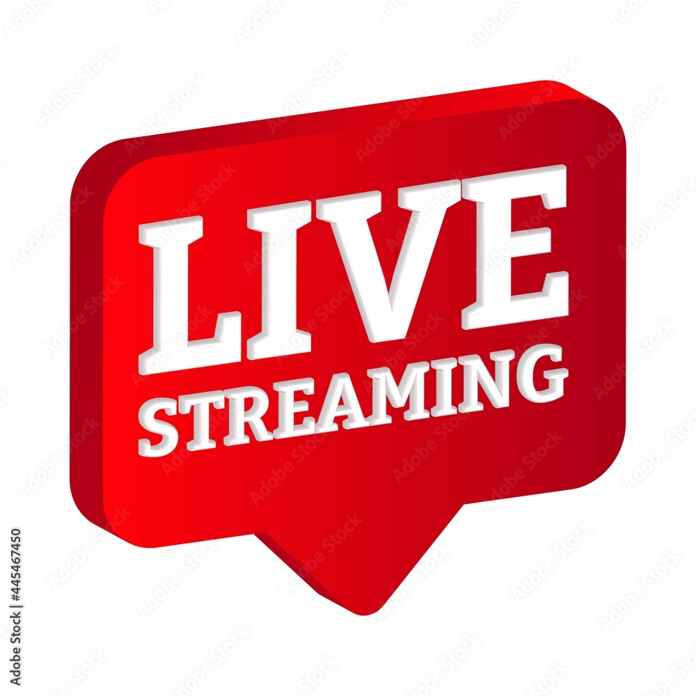 Aufkleber live streaming 3d icon design for the broadcast system. stylish live streaming icon with red color s