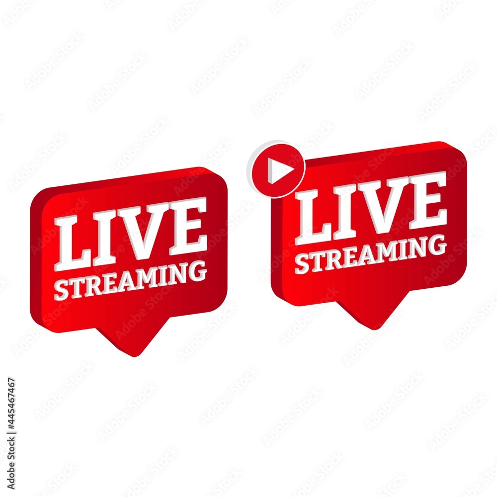 Aufkleber live streaming 3d icon design for the broadcast system. stylish live streaming icon with red color s