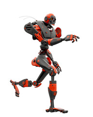 skeleton robot is running in white background